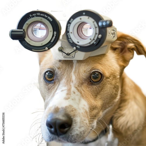 Dog undergoing eye exam On a Transparent Background PNG