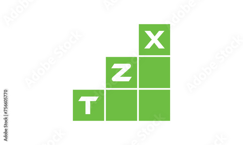 TZX initial letter financial logo design vector template. economics, growth, meter, range, profit, loan, graph, finance, benefits, economic, increase, arrow up, grade, grew up, topper, company, scale photo