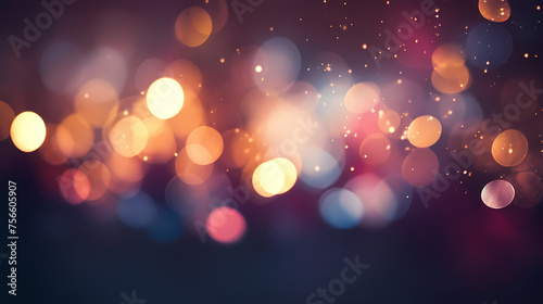 Holiday themed illustration with colorful bokeh lights © xuan