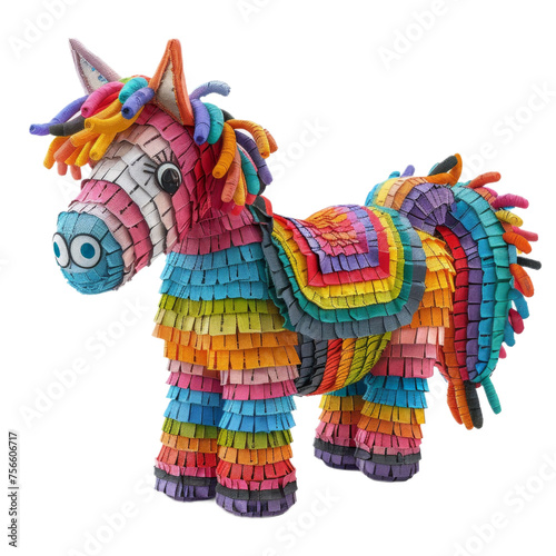 Colorful Horse Crafted From Small Paper Pieces On a Transparent Background PNG