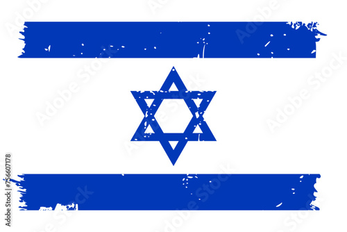 Israel flag - vector flag with stylish scratch effect and white grunge frame.