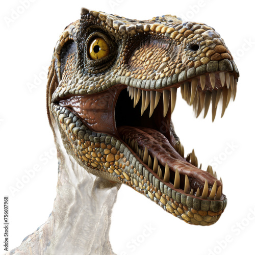 Close Up of Dinosaur With Mouth Open On a Transparent Background PNG