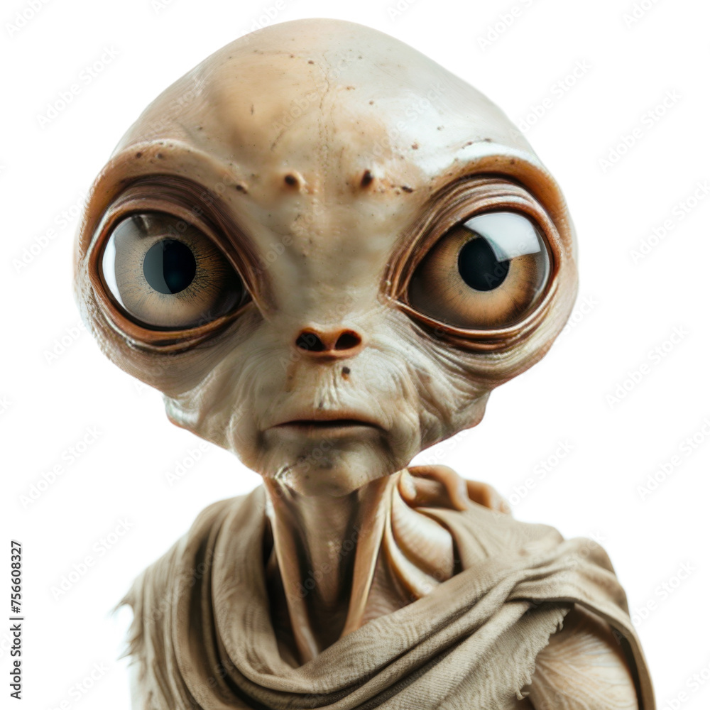 Close Up of Alien With Big Eyes On a Transparent Background PNG Close Up of Alien With Big Eyes On a Transparent Background PNG
