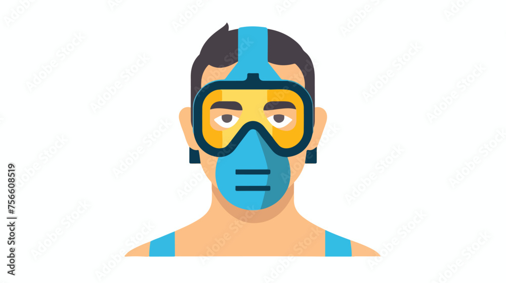 Man with snorkel mask icon  flat vector