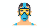 Man with snorkel mask icon  flat vector