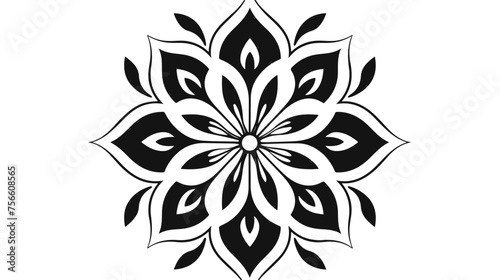 Mandala pattern black and white good mood flat vector