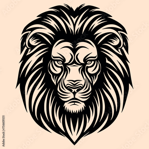 Fototapeta Naklejka Na Ścianę i Meble -  Black and White Lion Outline Silhouette Ornament Vector Art for Logo and Icon, Sketch, Tattoo, Clip Art