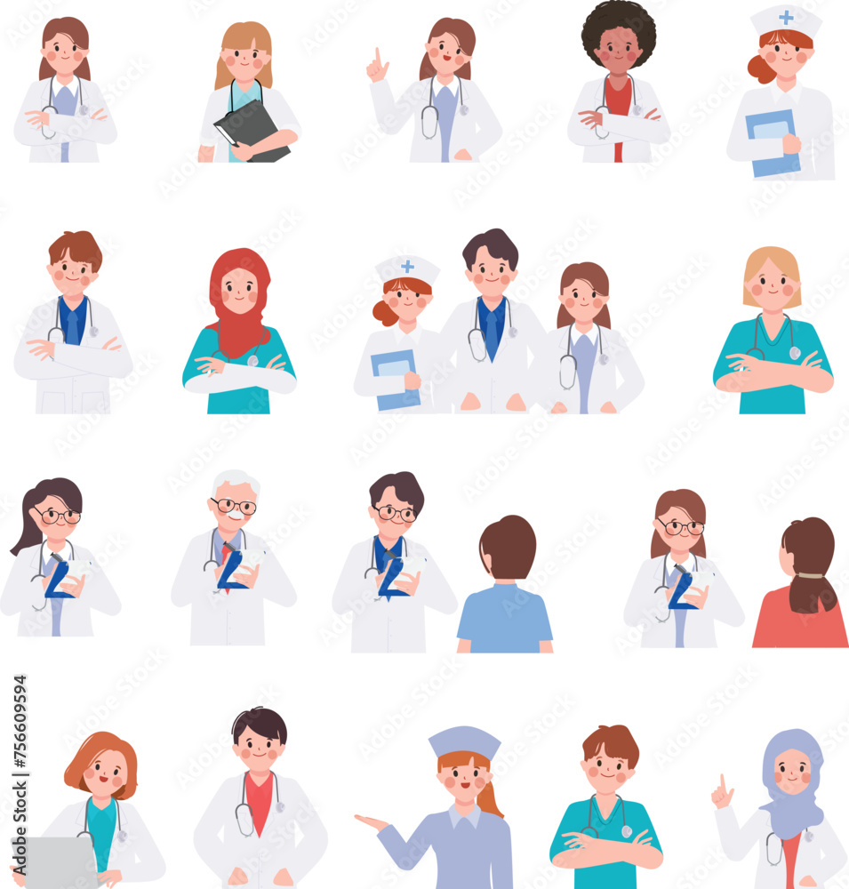 Group of doctor character in hospital design. healthcare medical people.
Group of doctor character in hospital design. healthcare medical people.