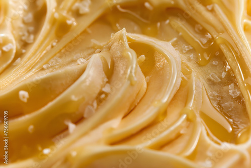Delicious Swirls of Caramel and Creamy Frosting Close-Up