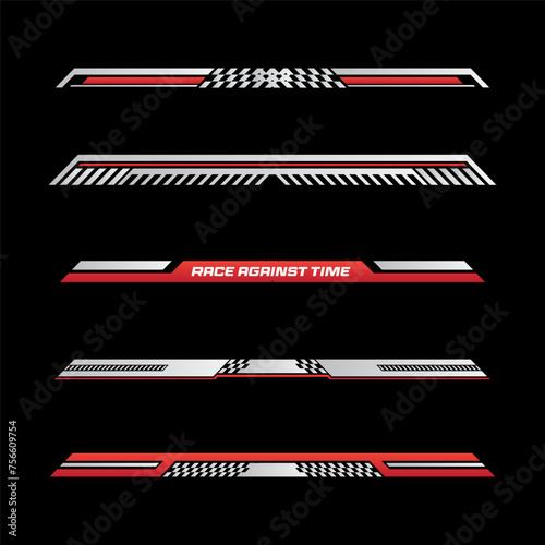 Sport racing stripes car stickers. modification body speed and drift vinyl decal for car bike and truck. Vector race car stickers isolated set	