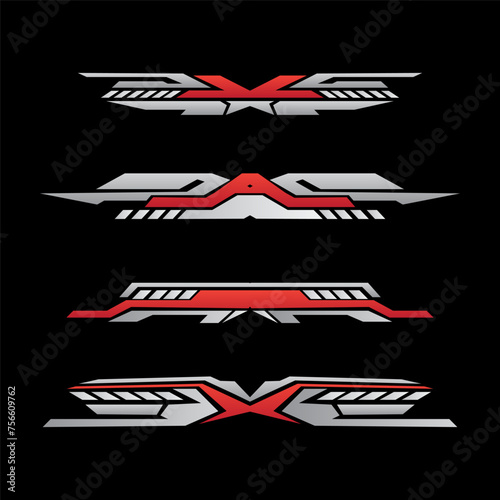 Sport racing stripes car stickers. modification body speed and drift vinyl decal for car bike and truck. Vector race car stickers isolated set	