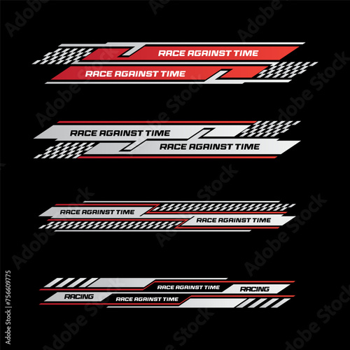 Sport racing stripes car stickers. modification body speed and drift vinyl decal for car bike and truck. Vector race car stickers isolated set	