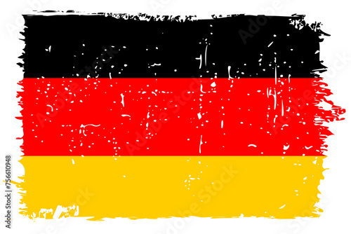 Germany flag - vector flag with stylish scratch effect and white grunge frame.