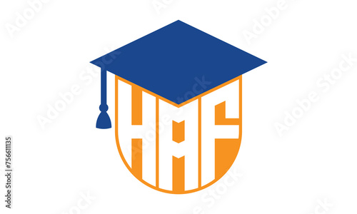 HAF initial letter academic logo design vector template. school college logo, university logo, graduation cap logo, institute logo, educational logo, library logo, teaching logo, book shop, varsity	
