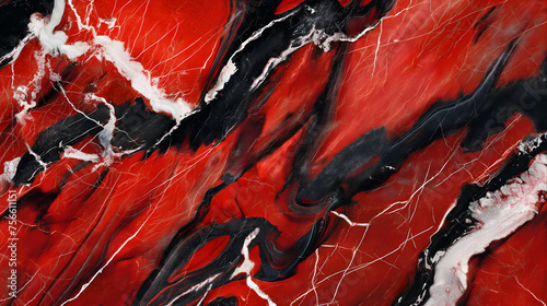 Abstract Red and Black Marble Texture with Natural Patterns photo