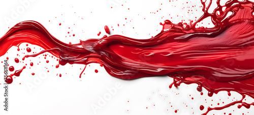 Dynamic Red Liquid Splash in High-Resolution Isolated on White Background
