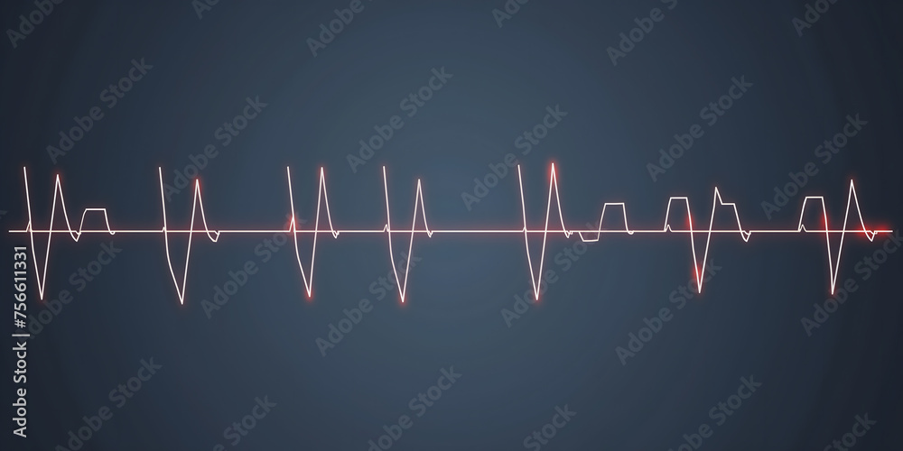 Obraz premium Abstract ECG Heartbeat Pulse on a Dark Background for Medical Design