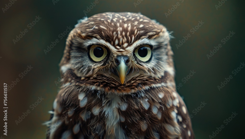 Intense gaze of a little owl Intense gaze of a little owl