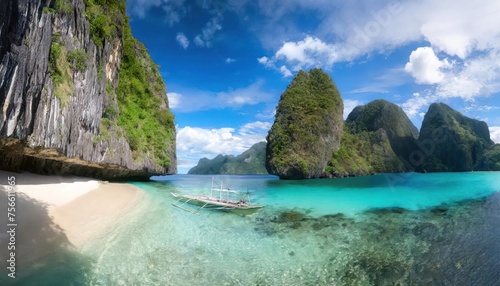 Croon El Nido Palawan Philippines Tropical Paradise Clear Blue Waters and Limestone  photo