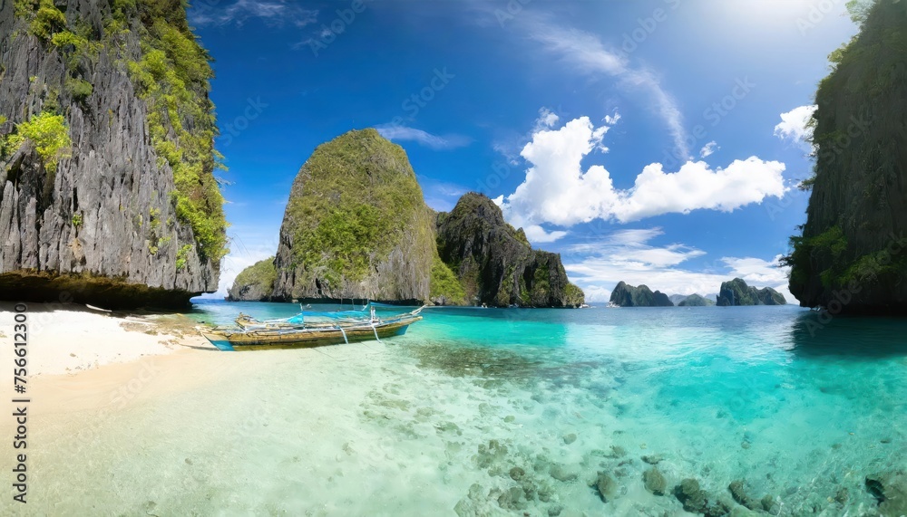 Obraz premium Croon El Nido Palawan Philippines Tropical Paradise Clear Blue Waters and Limestone