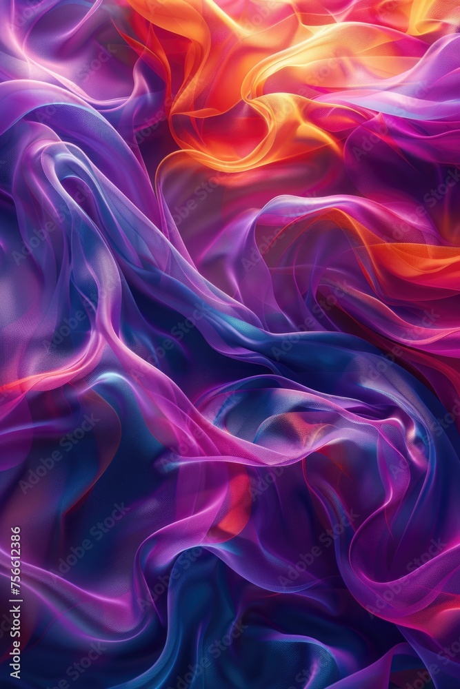 Obraz premium Luxurious Abstraction-Création: Luminous Colorful Liquids with Dark Gray Drapery - 3D Objects Desktop Wallpaper