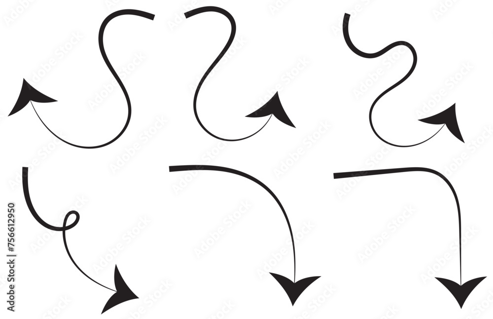 Naklejka premium Elegant arrows set for business plan, presentation and education. Sign, Symbol, Hand drawn arrow collection