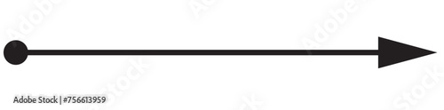 Straight line with point on start and arrow on finish. Symbol of direction, aim, target, path, easy challenge, fast way, ideal plan isolated on white background. Vector graphic illustration