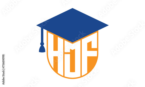 HDF initial letter academic logo design vector template. school college logo, university logo, graduation cap logo, institute logo, educational logo, library logo, teaching logo, book shop, varsity	
