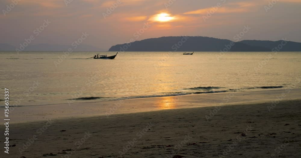Longtail boat in sunset, Thailand