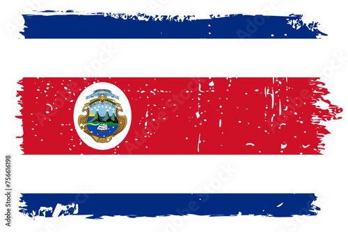 Фотография Costa Rica flag - vector flag with stylish scratch effect and white grunge frame