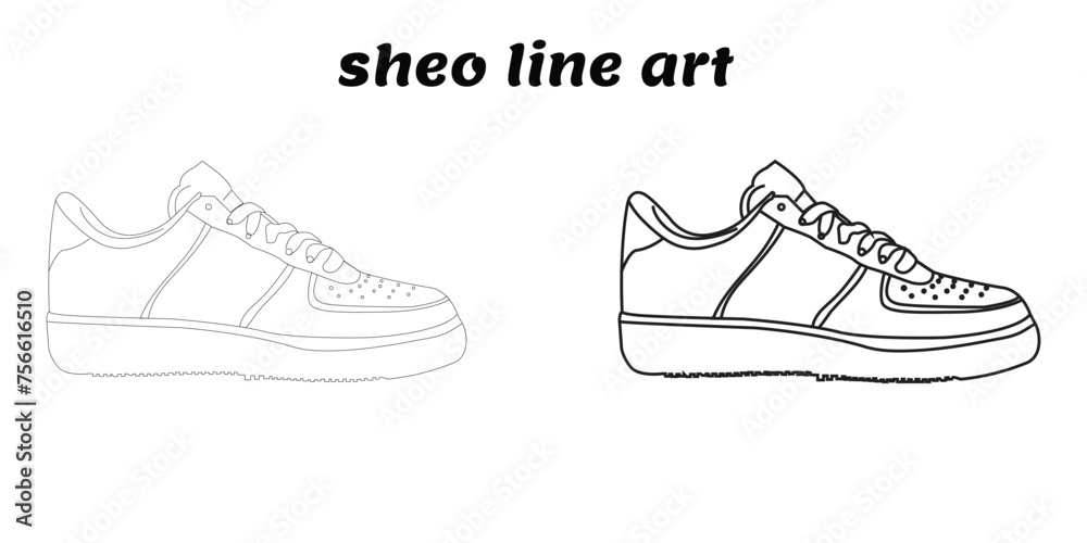 Vector collection of hand-drawn sneakers and shoes line art