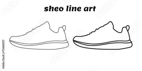 Vector line art set of hand-drawn sneakers