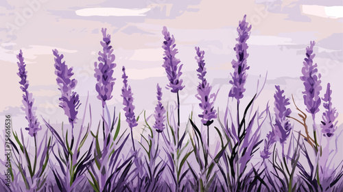 Painted lavender on a textured background Flat Vector