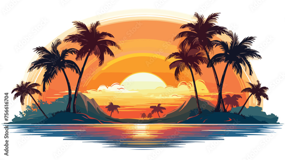 Palm Tree retro sunset look background