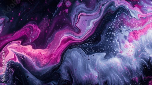 Ethereal Swirls: Purple and Pink Lines with Powder Effect on Black - Artistic Desktop Background
