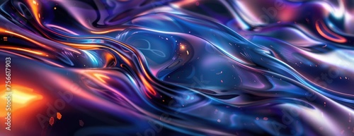 Psychedelic Fluidity: Vibrant Blues and Purples with Orange and Black Accents - Kaleidoscopic Abstract Desktop Wallpaper