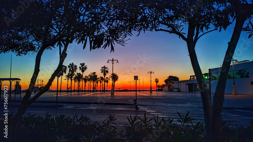 Sunrise on the beautiful Cabanyal beach photo