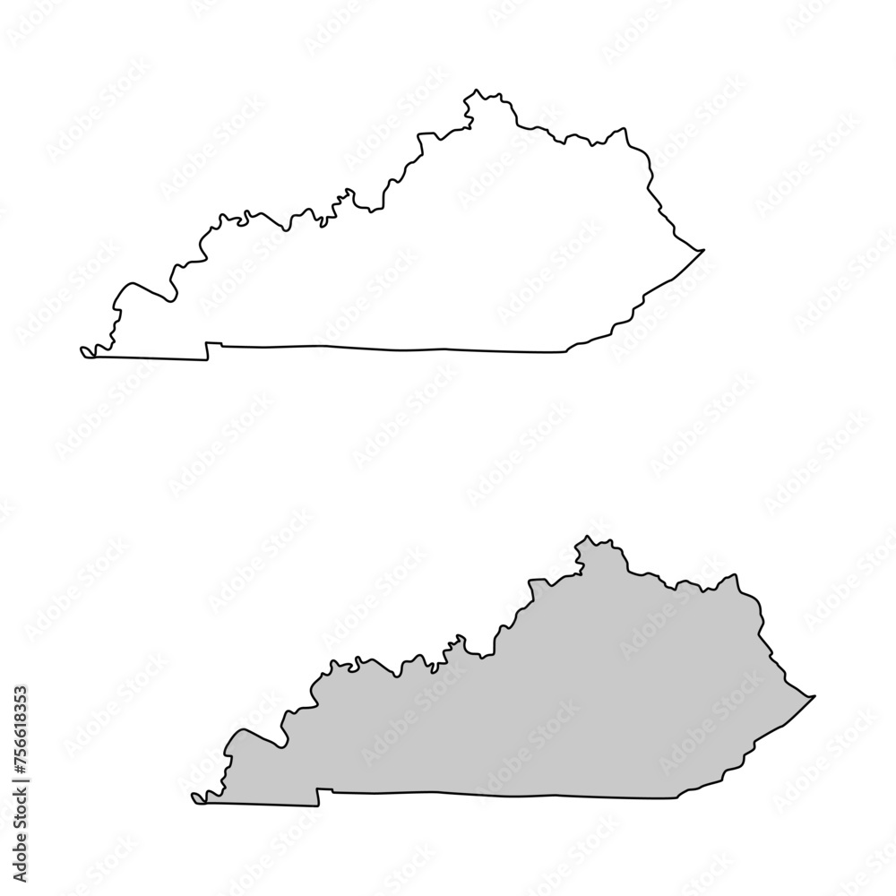 United States of America, Kentucky state, map borders of the USA Kentucky state.