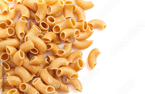 Chickpea Flour Macaroni Pasta a Gluten Free Alternaive on a White Background photo
