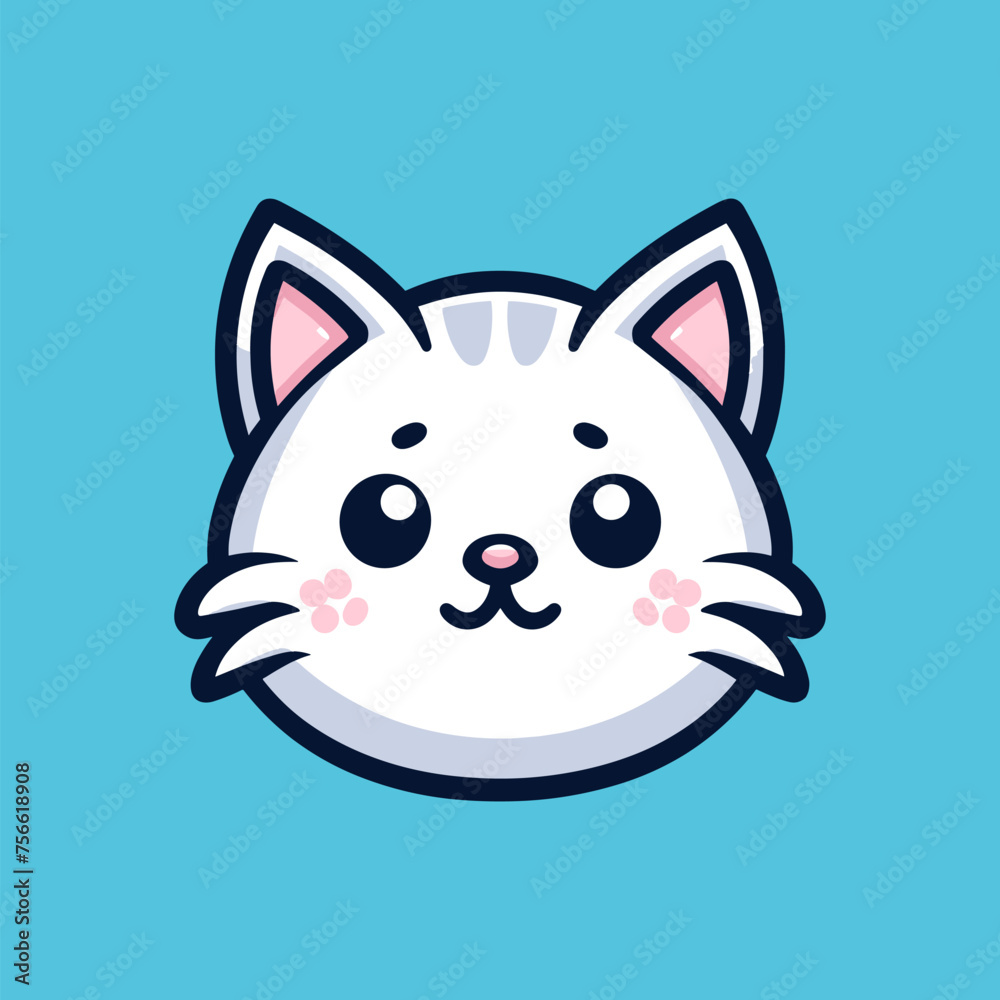 Fototapeta premium Cat Cute Mascot Logo Illustration Chibi Kawaii is awesome logo, mascot or illustration for your product, company or bussiness
