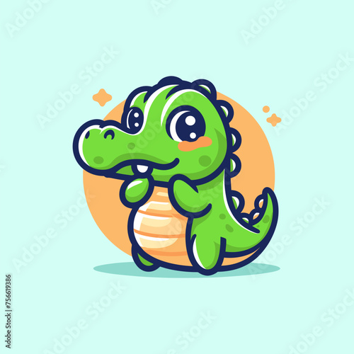 Crocodile Cute Mascot Logo Illustration Chibi Kawaii is awesome logo, mascot or illustration for your product, company or bussiness