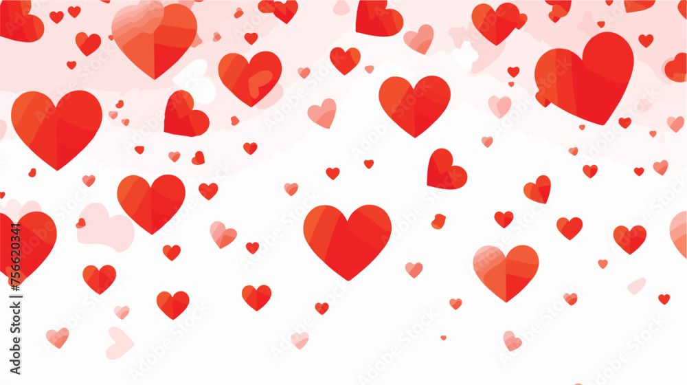 Red flying hearts bright love passion vector background
