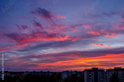 Sunset panorama  beautiful evening sky in bright colors