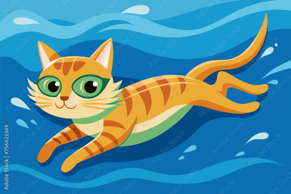 cat swimming 