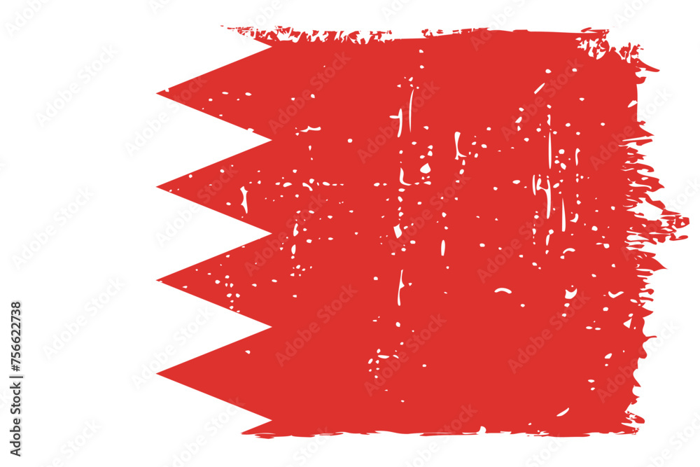 Bahrain flag - vector flag with stylish scratch effect and white grunge frame.