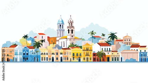 Salvador. Cities and towns in Brazil. Flat landmark #756622784