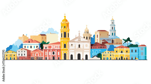 Salvador. Cities and towns in Brazil. Flat landmark #756622795