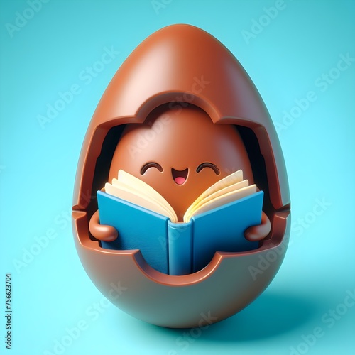 3D cartoon opened chocolate easter egg