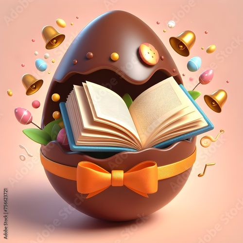 3D cartoon opened chocolate easter egg