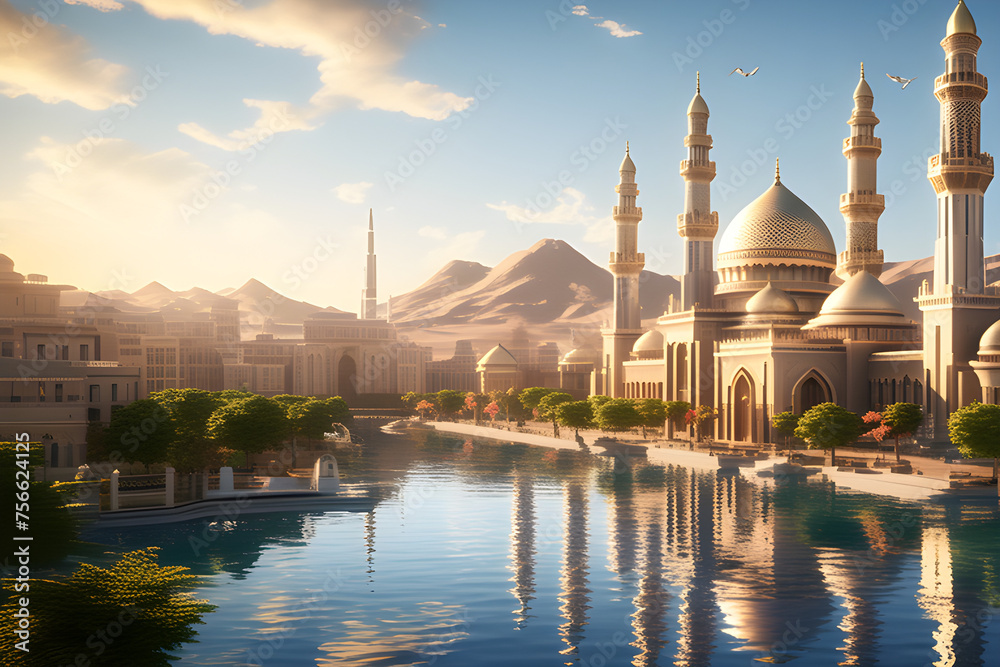Naklejka premium mosque at morning